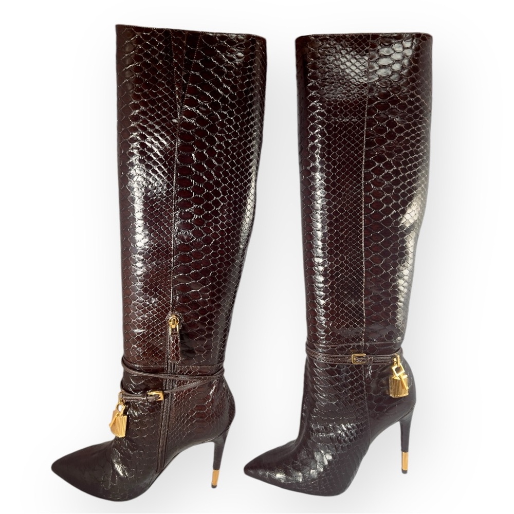 Authentic Tom Ford Anaconda Knee High Padlock Bro… - image 3